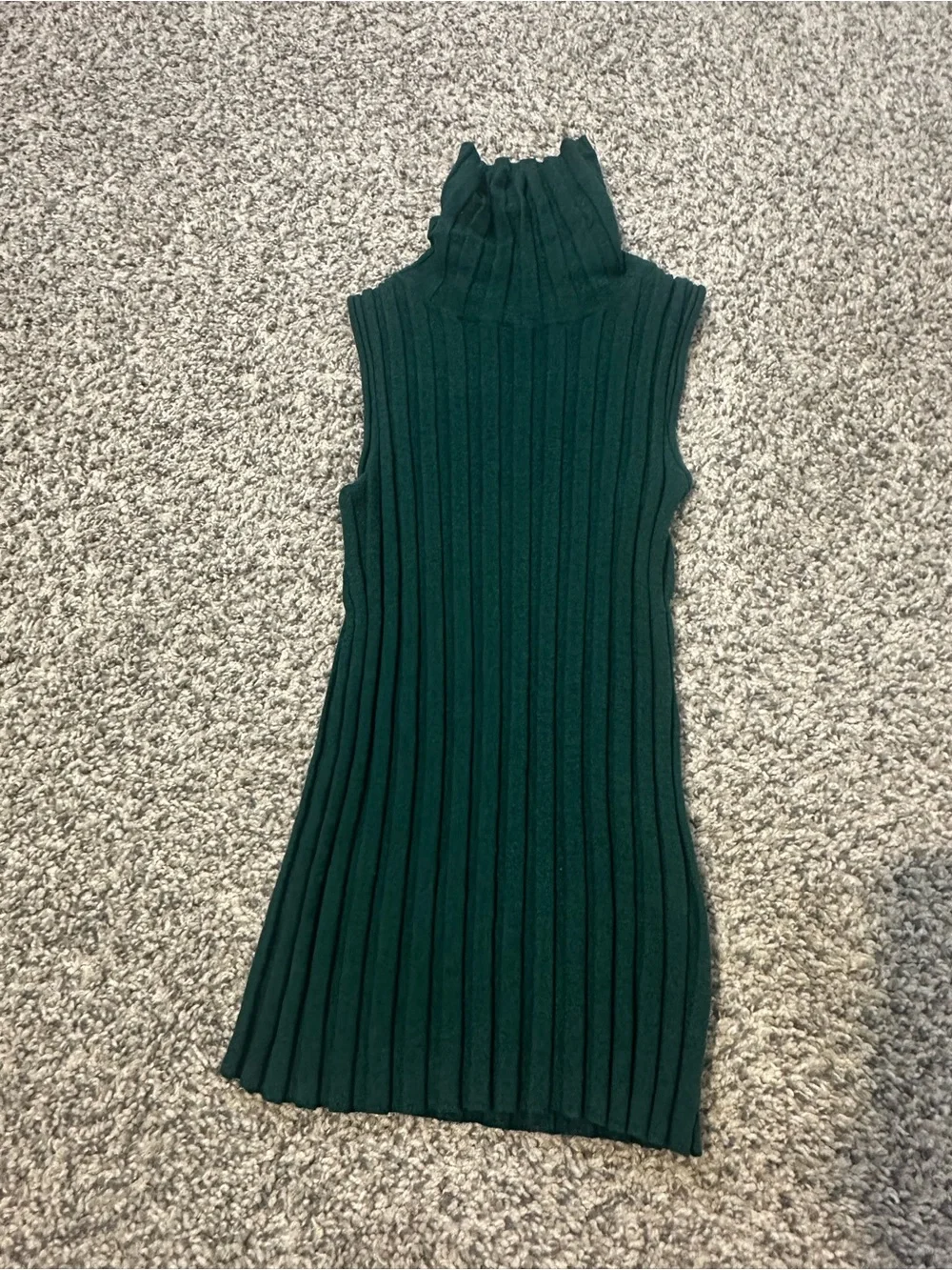 J. Crew Dark Green Ribbed Sleeveless Turtleneck